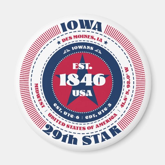 Iowa Circle Typography Souvenir Magnet (Voorkant)