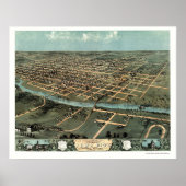 Iowa City, IA Panoramic Map - 1868 Poster (Voorkant)