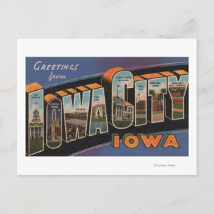 Iowa City, Iowa - Grote letterscènes Briefkaart