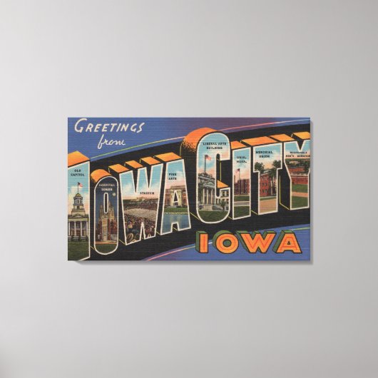 Iowa City, Iowa - Grote letterscènes Canvas Afdruk (Voorkant)