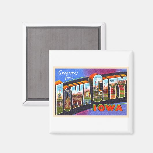 Iowa City Iowa IA groot Briefkaart Magneet (Voorkant / Achterkant)