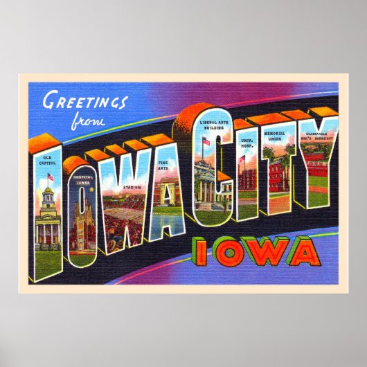 Iowa City Iowa IA groot Briefkaart Poster (Voorkant)