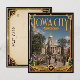Iowa City Iowa Vintage Art Deco Gouden Tijdperk Briefkaart