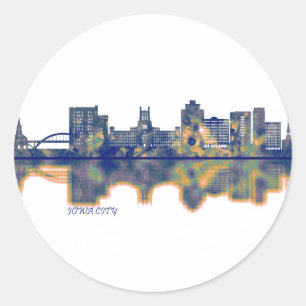Iowa City Skyline Ronde Sticker