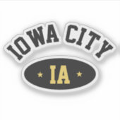 Iowa City Vintage College Typography Sticker (Voorkant)