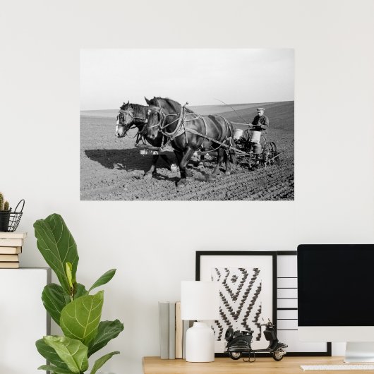 Iowa Corn Planter, jaren '40 Poster (Thuiskantoor)