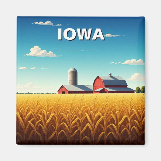 Iowa Cornfield Red Barn Magneet (Voorkant)