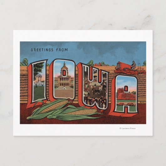 Iowa (Cornfields & Corn) - Grote Letter-scènes Briefkaart (Voorkant)