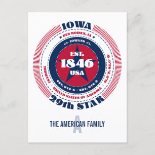 Iowa, Des Moines, IA, Patriottisch, Monogram Briefkaart