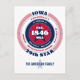 Iowa, Des Moines, IA, Patriottisch, Monogram Briefkaart