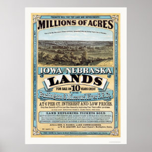 Iowa en Nebraska Land Advertisement 1872 Poster