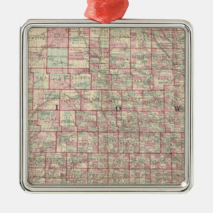 Iowa en Nebraska Metalen Ornament