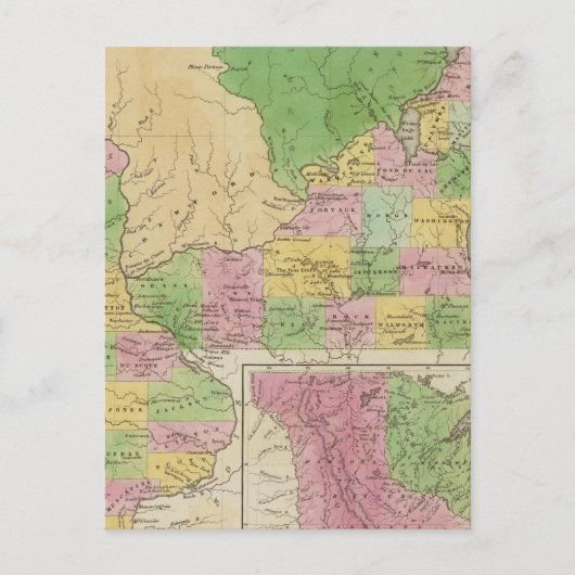 Iowa en Wisconsin Briefkaart (Voorkant)