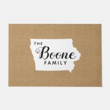 Iowa Family Monogram State Doormat