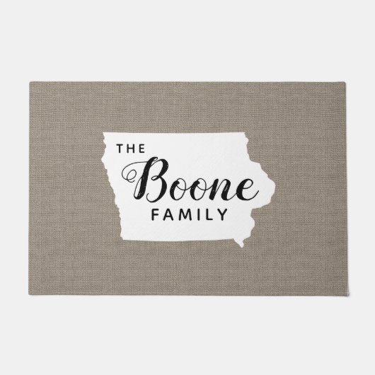 Iowa Family Monogram State Doormat Deurmat (Voorkant)