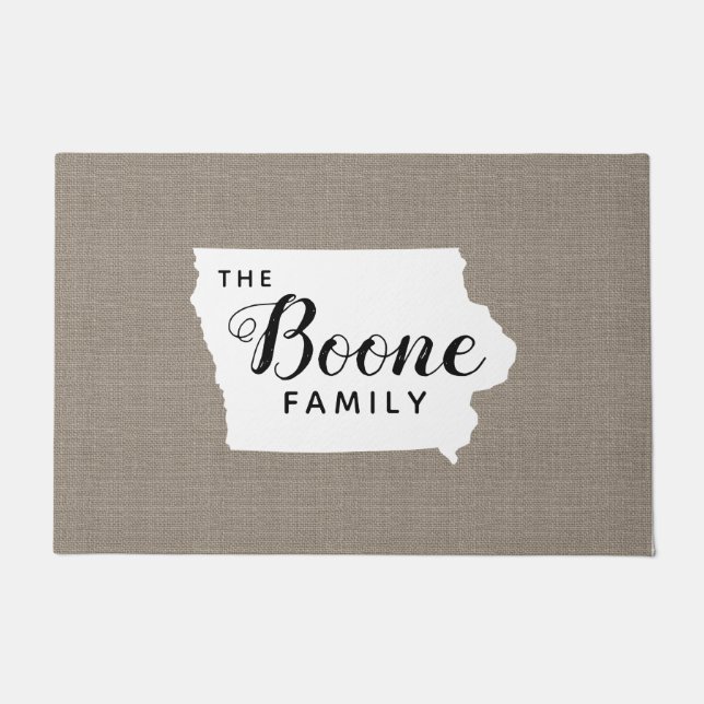 Iowa Family Monogram State Doormat Deurmat (Voorkant)
