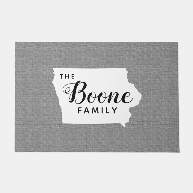 Iowa Family Monogram State Doormat Deurmat (Voorkant)