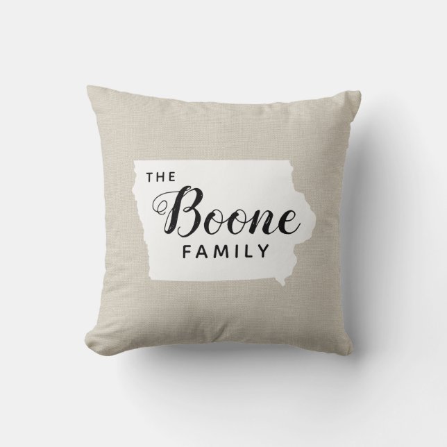 Iowa Family Monogram State Sierkussen (Voorkant)