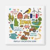 Iowa Family Trip Keepsake Personalized Magneet (Voorkant)