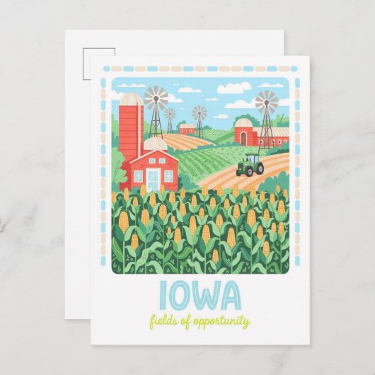 Iowa Fields of Opportunity Amerikaanse zomerreizen Briefkaart (Voorkant / Achterkant)