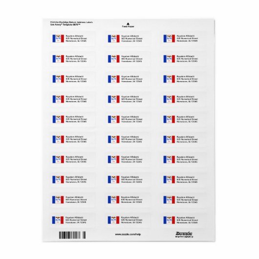 Iowa Flag Return Address Label (Full Sheet)