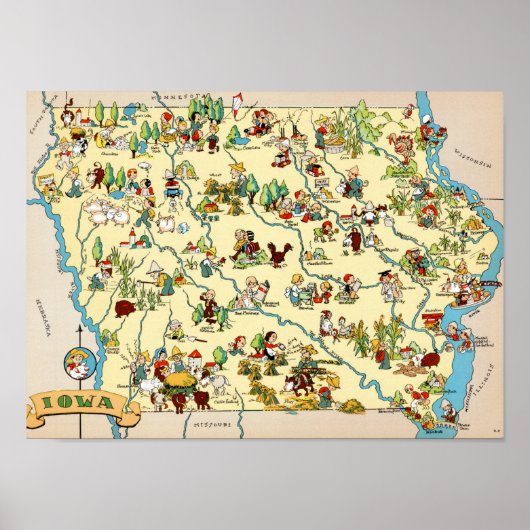 Iowa Funny Map Poster (Voorkant)