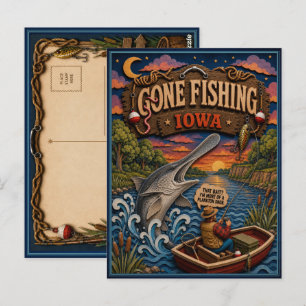 Iowa Gone Fishing Amerikaanse Lepelaar Briefkaart