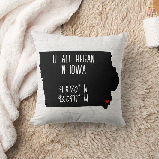 Iowa GPS-coördinaten met hart Kussen (Deken)