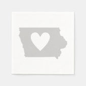 Iowa Gray Map Vorm Heart Cutout Paper Party Servetten (Voorkant)