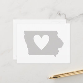 Iowa Gray State Map Vorm met hartkloppingen Briefkaart