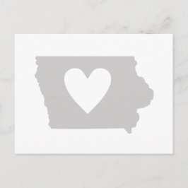 Iowa Gray State Map Vorm met hartkloppingen Briefkaart