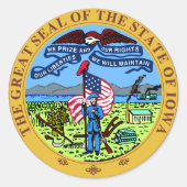 Iowa Great Seal Ronde Sticker (Voorkant)