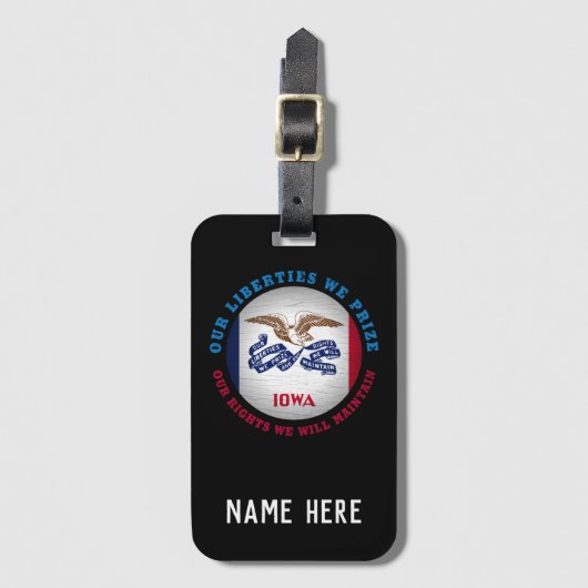 IOWA HAWKEYE STATE FLAG BAGAGELABEL (Voorkant (verticaal))