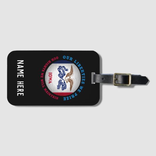 IOWA HAWKEYE STATE FLAG BAGAGELABEL (Voorkant (horizontaal))