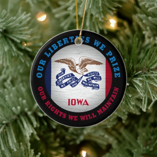IOWA HAWKEYE STATE FLAG KERAMISCH ORNAMENT (Boom)
