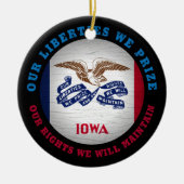 IOWA HAWKEYE STATE FLAG KERAMISCH ORNAMENT (Voorkant)