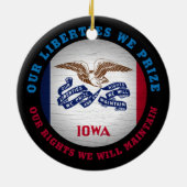 IOWA HAWKEYE STATE FLAG KERAMISCH ORNAMENT (Achterkant)