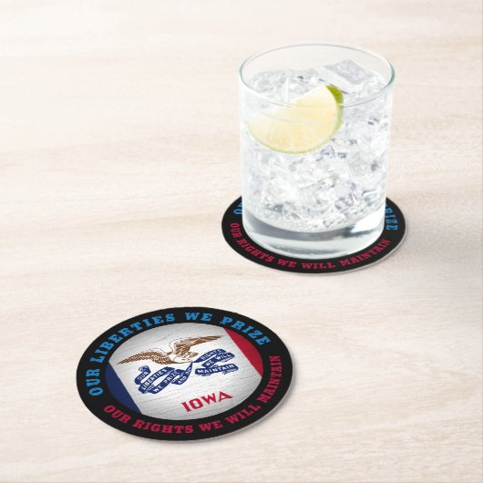IOWA HAWKEYE STATE FLAG RONDE KARTONNEN ONDERZETTER (Insitu)