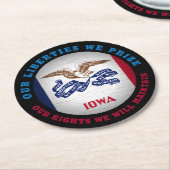 IOWA HAWKEYE STATE FLAG RONDE KARTONNEN ONDERZETTER (Gebogen)