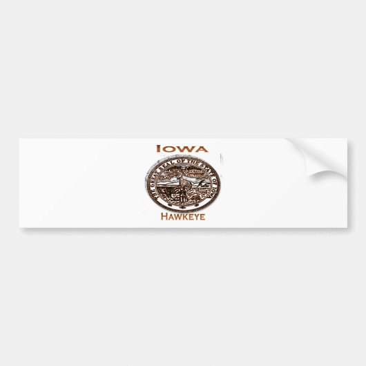 Iowa Hawkeye State Seal Bumpersticker (Voorkant)