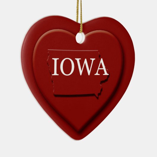 Iowa Heart Map kerstversiering Keramisch Ornament (Rechts)