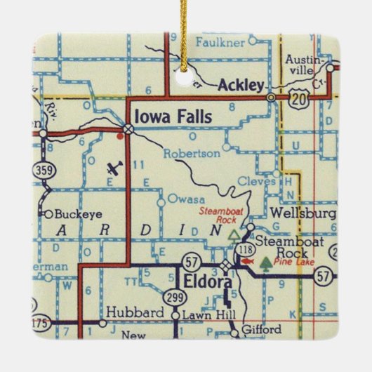 Iowa Herfsten en Eldora Map Keramisch Ornament (Achterkant)