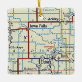 Iowa Herfsten en Eldora Map Keramisch Ornament (Voorkant)