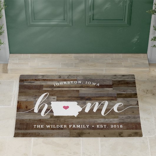 Iowa Home State Personalized Wood Kijk uit Deurmat