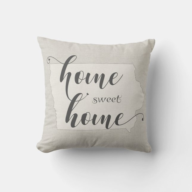 Iowa - Home Sweet Home burlap-look Kussen (Voorkant)