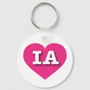 Iowa Hot Pink Heart - Ik hou van IA Sleutelhanger