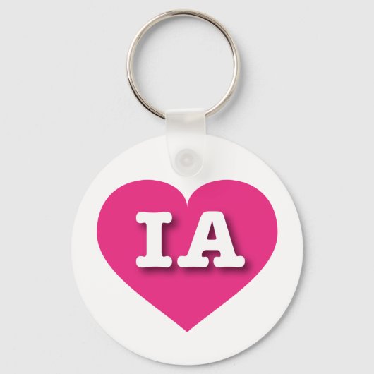 Iowa Hot Pink Heart - Ik hou van IA Sleutelhanger (Voorkant)