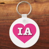 Iowa Hot Pink Heart - Ik hou van IA Sleutelhanger (Voorkant)