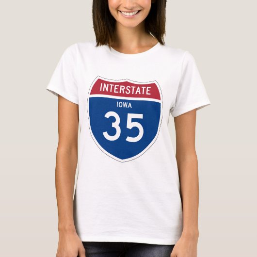Iowa IA I-35 Interstate Highway Shield - T-shirt (Voorkant)