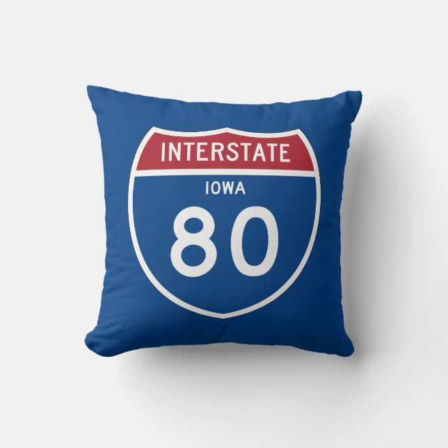 Iowa IA I-80 Interstate Highway Shield - Kussen (Voorkant)